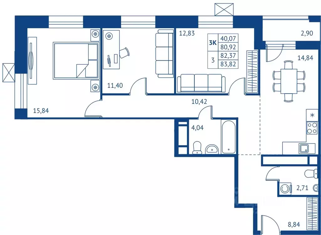 3-к кв. Московская область, Королев Новые Подлипки мкр, Поколение ... - Фото 1