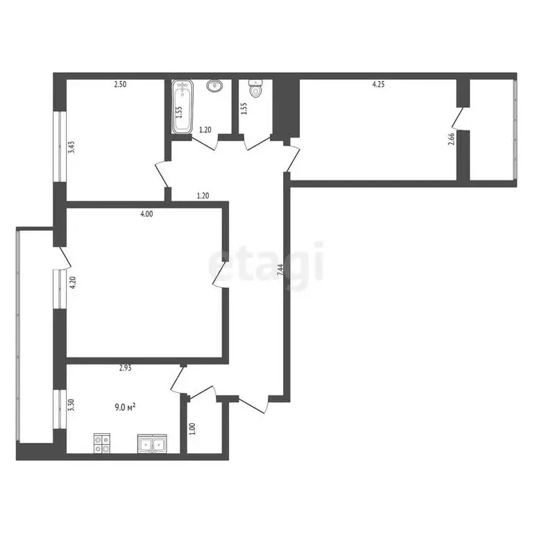 3-комнатная квартира: Евпатория, улица 9 Мая, 86 (63.8 м) - Фото 0