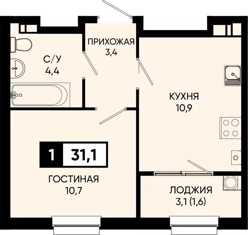 1-к кв. Ставропольский край, Кисловодск городской округ, пос. ... - Фото 0