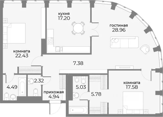 3-к кв. Москва Дружинниковская ул., 15 (116.11 м) - Фото 0