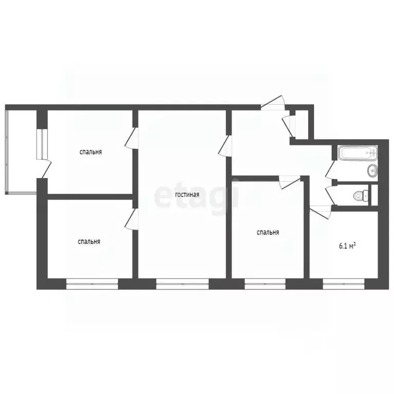 4-к кв. Московская область, Дмитров Комсомольская ул., 25 (62.6 м) - Фото 1