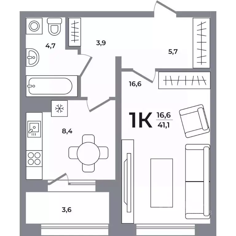 1-к кв. Новосибирская область, Новосибирск Беловежский мкр,  (41.1 м) - Фото 0