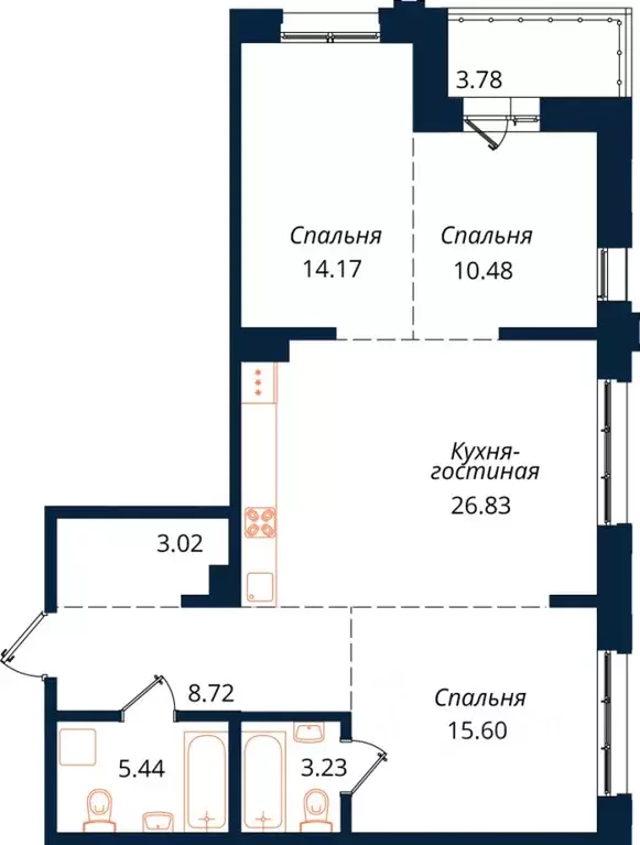 3-к кв. Иркутская область, Иркутск ул. Юрия Левитанского, 16/1 (91.3 ... - Фото 1