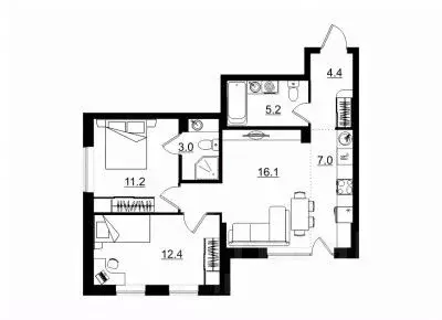 3-к кв. Кировская область, Киров Крылья жилой комплекс (61.9 м) - Фото 1