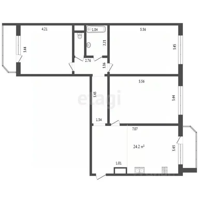 3-к кв. Тюменская область, Тюмень Кремлевская ул., 85 (90.0 м) - Фото 1