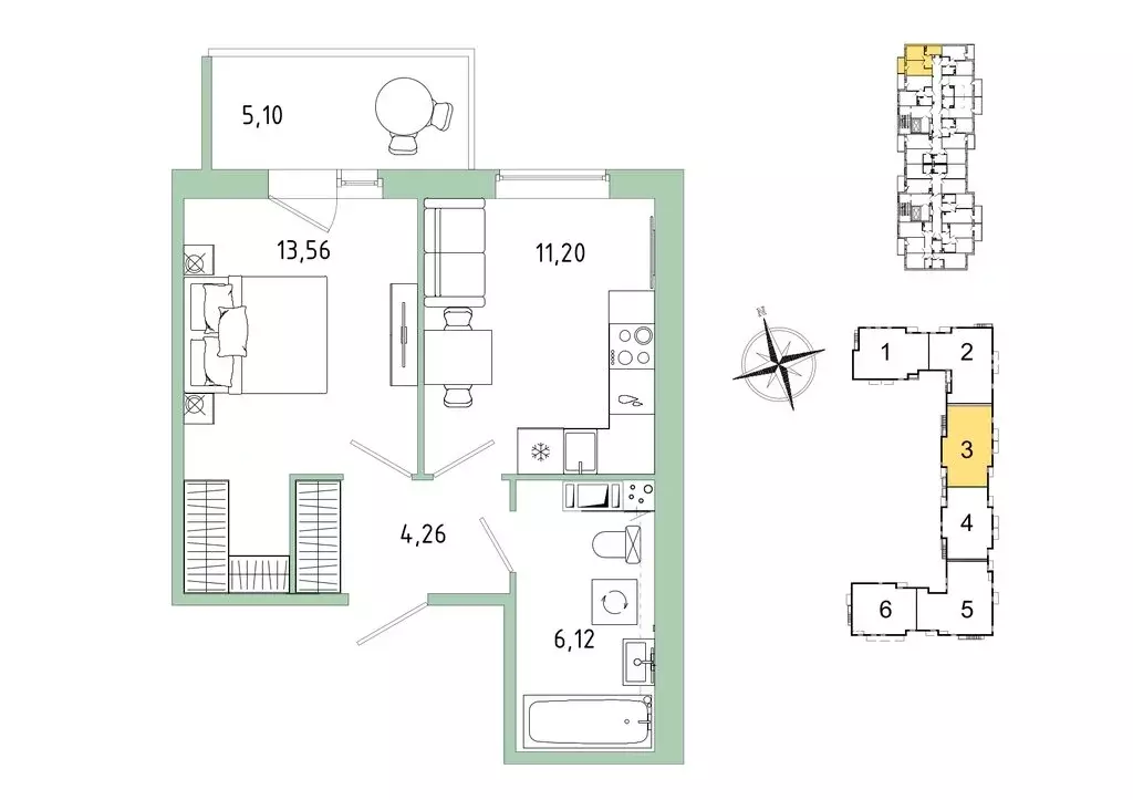 1-комнатная квартира: Гатчина, микрорайон Въезд (36.67 м) - Фото 1