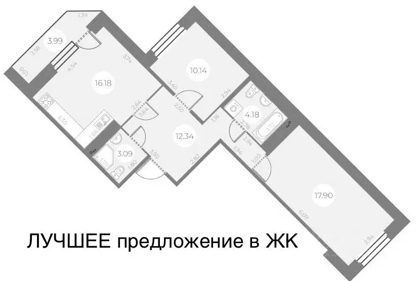 2-к кв. Санкт-Петербург ул. Маршала Захарова, 8 (64.0 м) - Фото 0