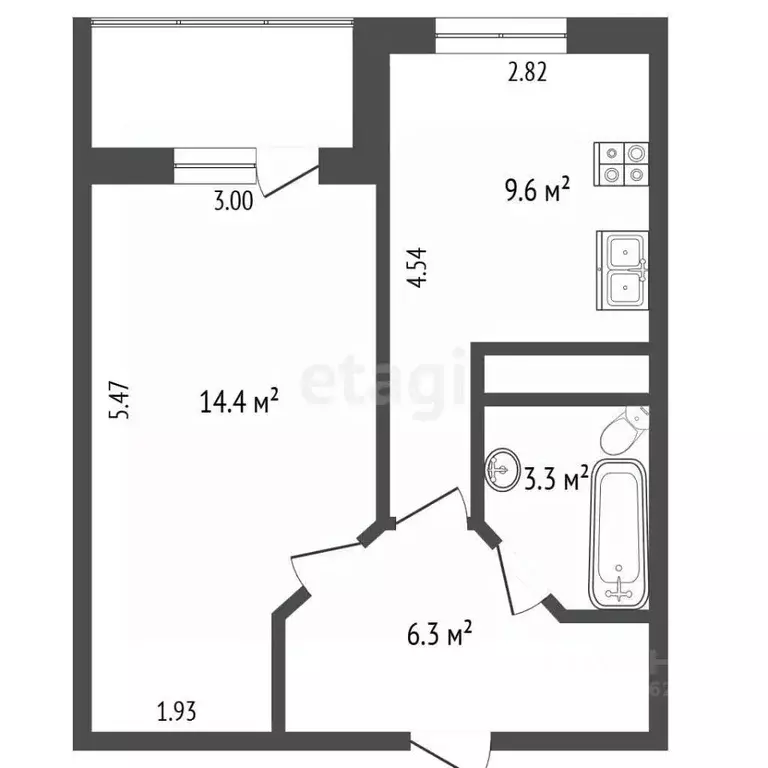 1-к кв. Калужская область, Калуга пер. Хрустальный, 27 (40.2 м) - Фото 2