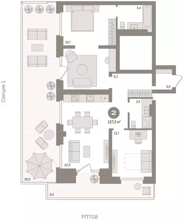3-комнатная квартира: Тюмень, Причальная улица, 9 (134 м) - Фото 2