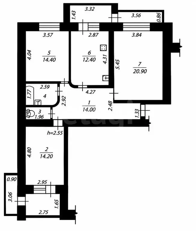 3-комнатная квартира: Чебоксары, улица Пирогова, 4к1 (82.3 м) - Фото 1