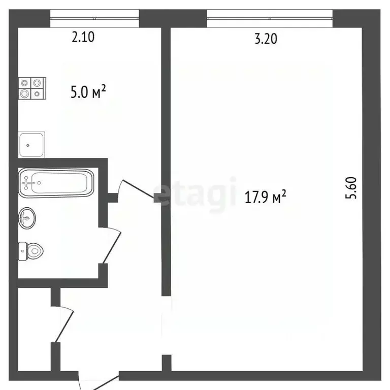 1-к кв. Челябинская область, Челябинск ул. Жукова, 50А (30.4 м) - Фото 2
