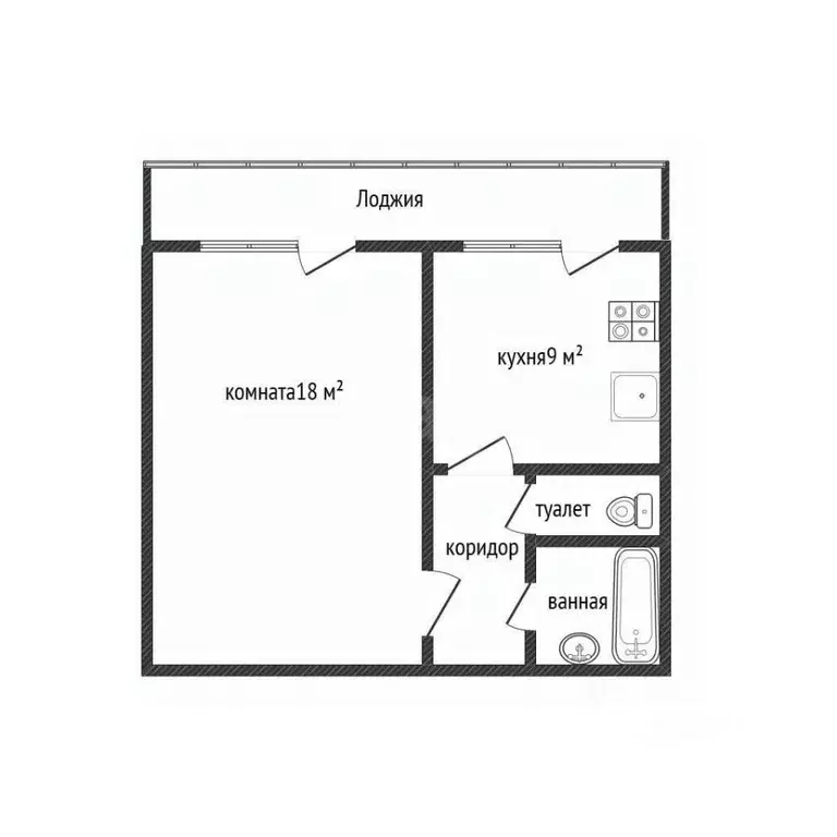 1-к кв. Белгородская область, Белгород ул. Есенина, 40 (33.9 м) - Фото 2