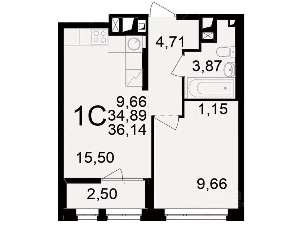1-к кв. Рязанская область, Рязань ул. Чкалова (34.89 м) - Фото 0