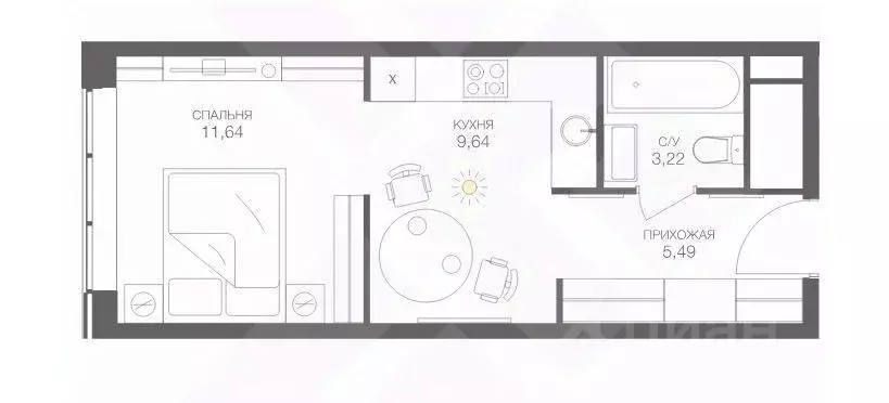 Студия Москва Шмитовский проезд, 39к6 (30.0 м) - Фото 2