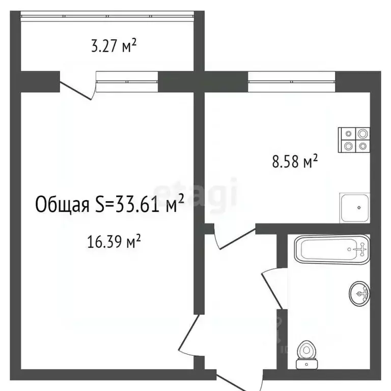1-к кв. Брянская область, Брянск ул. Ромашина, 35 (34.0 м) - Фото 1