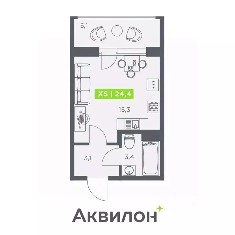 Студия Санкт-Петербург бул. Головнина, 4 (24.4 м) - Фото 1