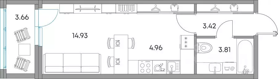 1-к кв. Карелия, Петрозаводск Александровский Завод тер.,  (30.78 м) - Фото 2