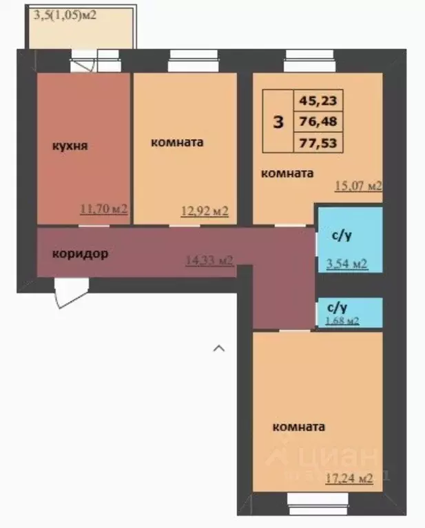 3-к кв. Ярославская область, Ярославль Ленинградский просп., 98/2 ... - Фото 2