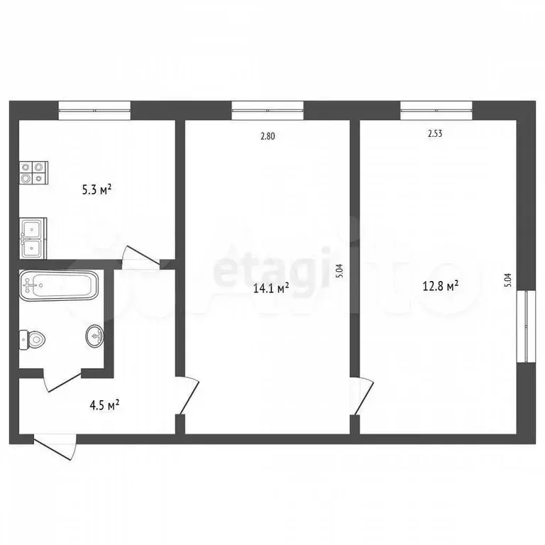 2-к. квартира, 39 м, 2/2 эт. - Фото 0