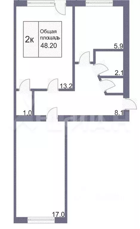 2-к кв. Кемеровская область, Кемерово просп. Ленина, 68 (48.0 м) - Фото 2