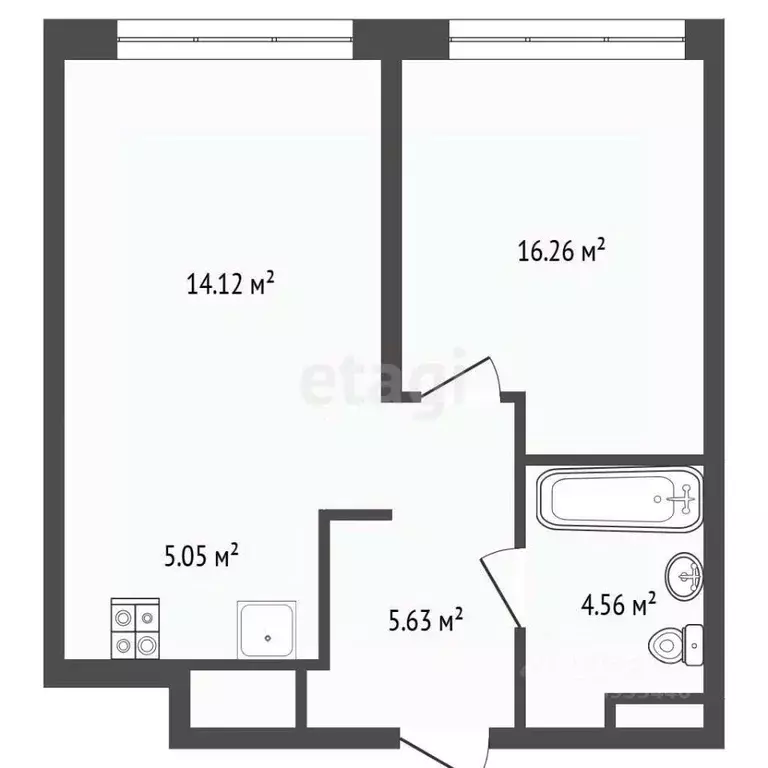 1-к кв. Тюменская область, Тюмень Комбинатская ул., 16к1 (40.8 м) - Фото 2