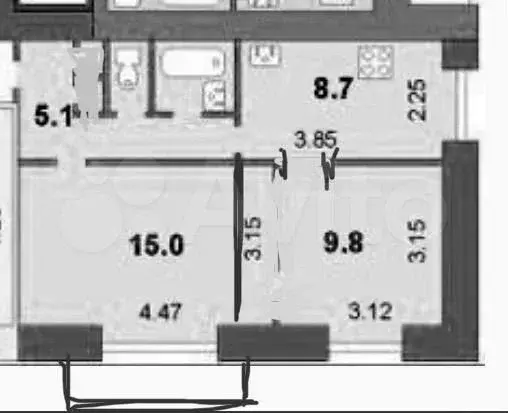 2-к. квартира, 45,1 м, 7/9 эт. - Фото 0