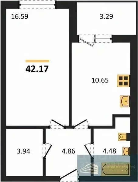 1-к кв. Воронежская область, Воронеж ул. Ломоносова, 116/2 (42.2 м) - Фото 0