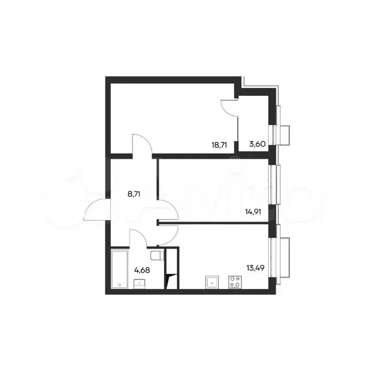 2-к. квартира, 64,1 м, 1/4 эт. - Фото 1