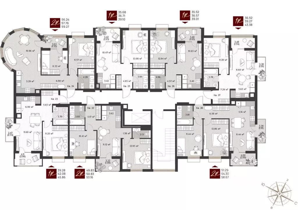 2-к кв. Калининградская область, Зеленоградск  (54.3 м) - Фото 2