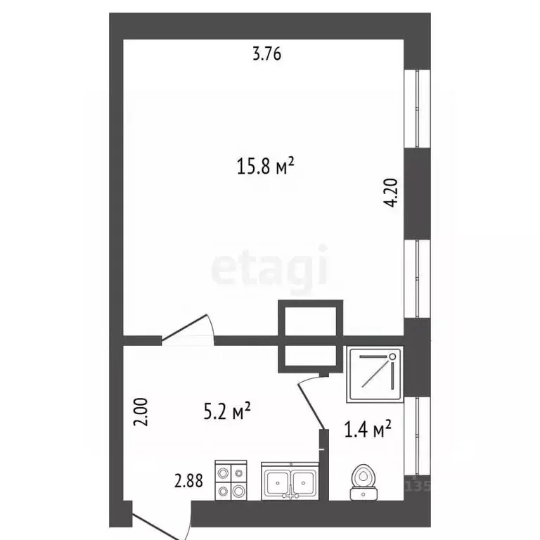 1-к кв. Крым, Ялта ул. Бассейная, 5 (23.0 м) - Фото 2