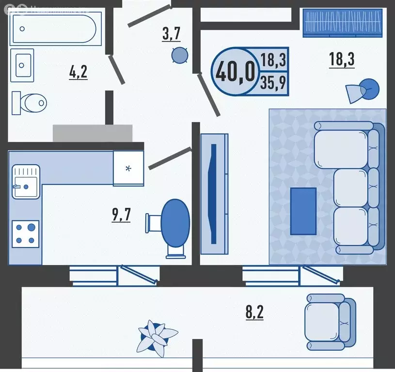 1-комнатная квартира: Орловский муниципальный округ, деревня ... - Фото 1