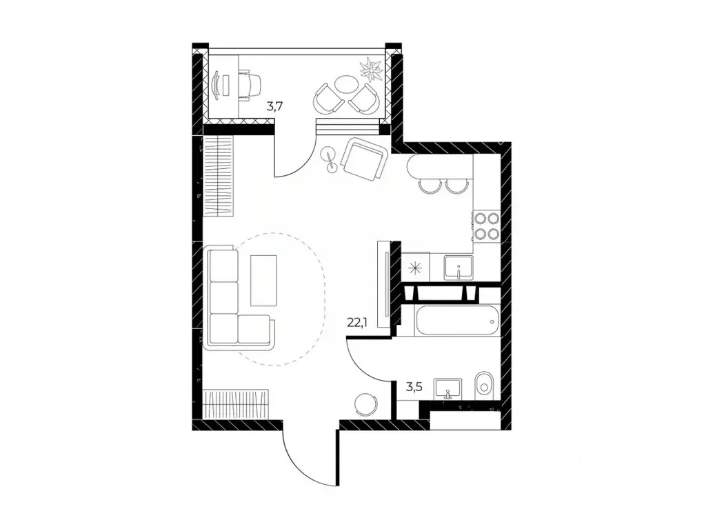 Студия Ростовская область, Ростов-на-Дону Театральный просп. (27.5 м) - Фото 2