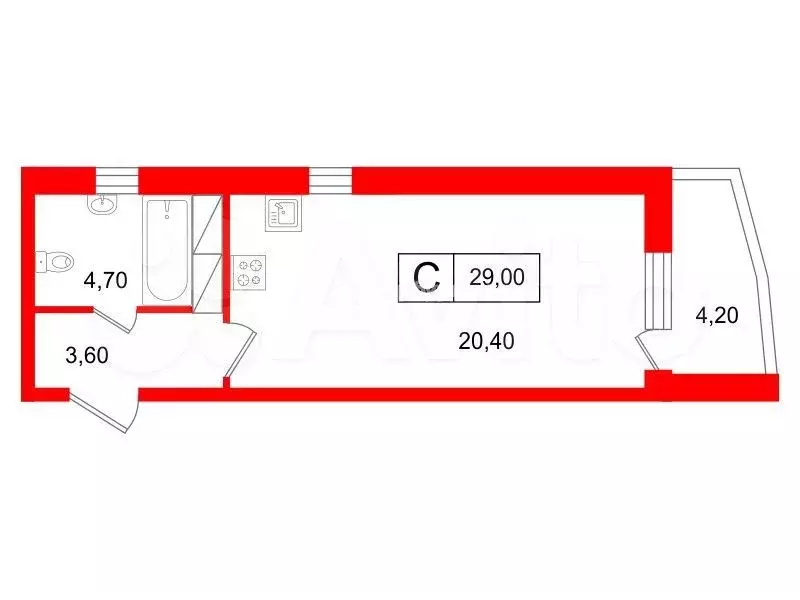 Квартира-студия, 29 м, 18/26 эт. - Фото 0