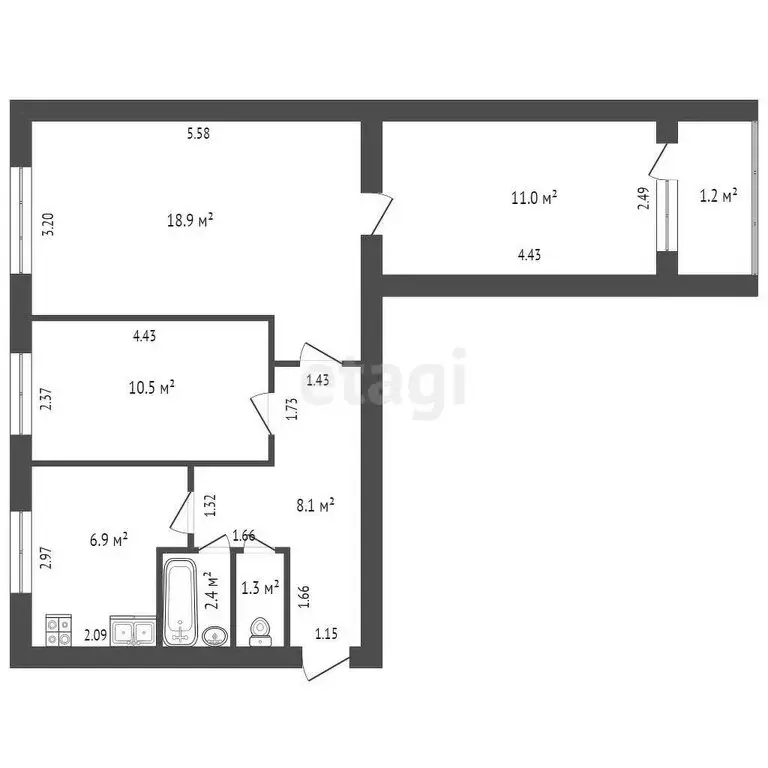 3-комнатная квартира: Чита, улица Бабушкина, 89 (59.1 м) - Фото 0