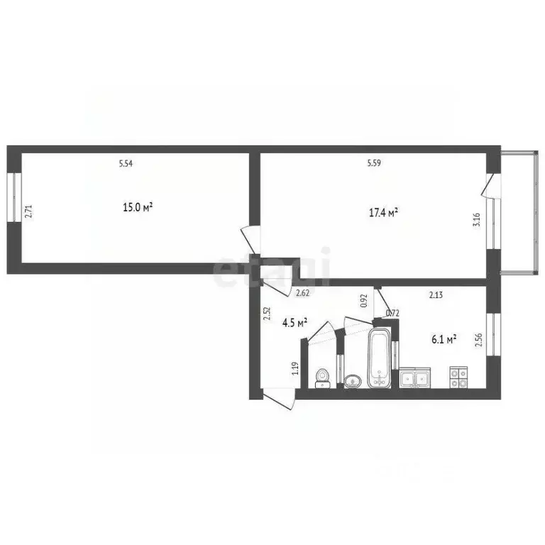 2-к кв. Крым, Евпатория ул. Некрасова, 75 (46.1 м) - Фото 2