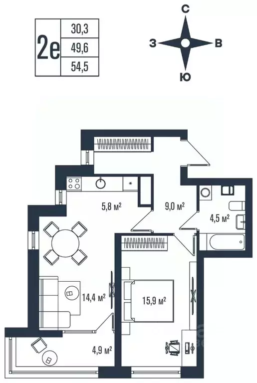 2-к кв. Приморский край, Владивосток Бам мкр,  (54.5 м) - Фото 1