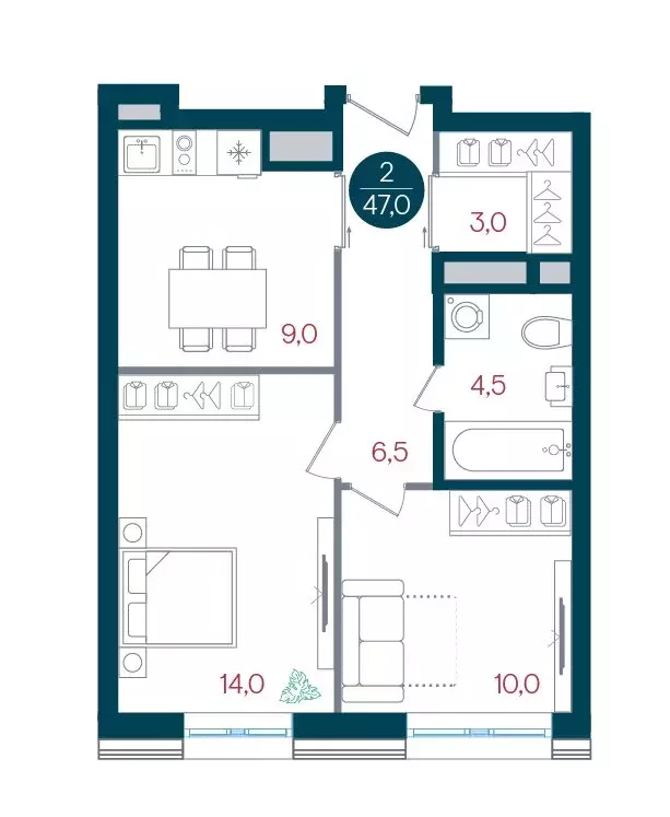 2-комнатная квартира: Москва, жилой комплекс Русич Кантемировский (47 ... - Фото 1