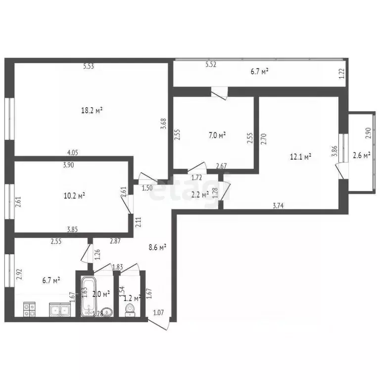 4-к кв. Башкортостан, Стерлитамак Коммунистическая ул., 24 (67.8 м) - Фото 2