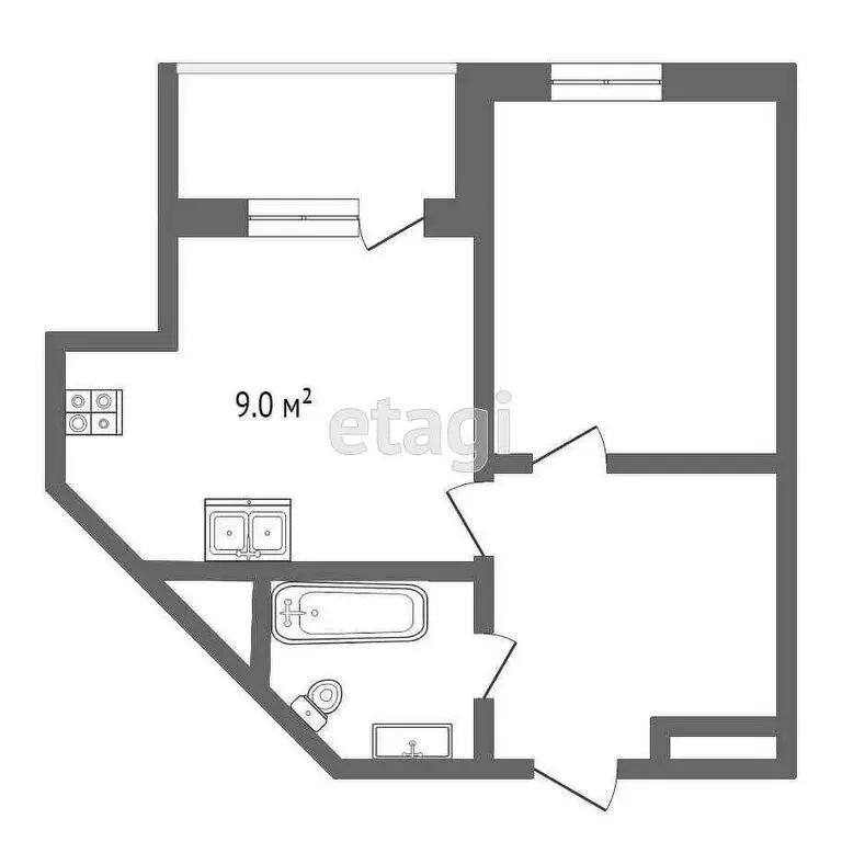 2-комнатная квартира: Ялта, улица Дражинского, 48В (52.8 м) - Фото 1