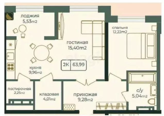 2-к кв. Дагестан, Каспийск просп. Акулиничева (63.99 м) - Фото 0