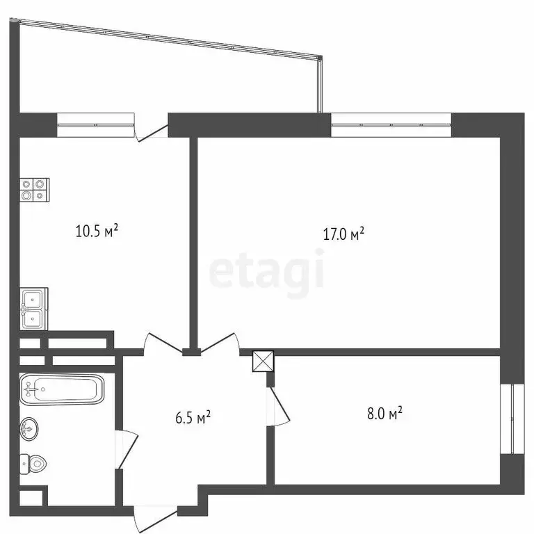 2-комнатная квартира: Тюмень, улица Газовиков, 49 (43.5 м) - Фото 1