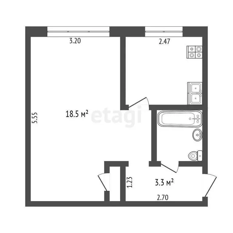 1-комнатная квартира: Тюмень, Ямская улица, 114 (31 м) - Фото 0