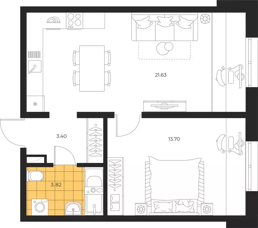 1-к кв. Сахалинская область, Южно-Сахалинск  (42.55 м) - Фото 1