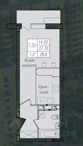 1-к кв. Курская область, Курск ул. Энгельса, 154Г (28.9 м) - Фото 0