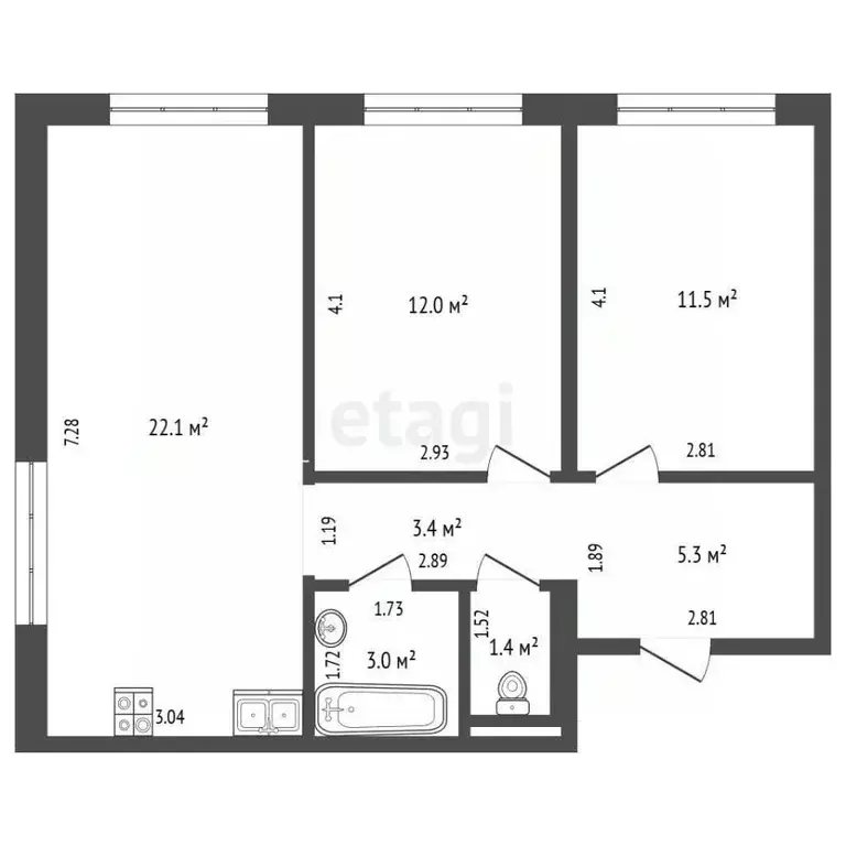 3-к кв. Москва Люблинская ул., 78к3 (58.7 м) - Фото 2