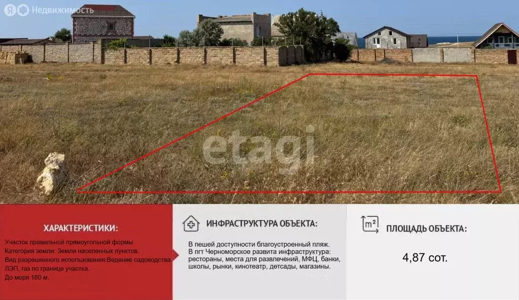 Участок в посёлок городского типа Черноморское, садоводческое ... - Фото 1