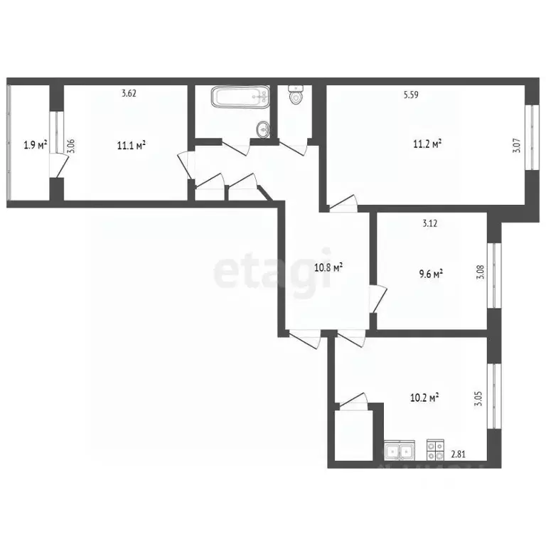 3-к кв. Псковская область, Псков ул. Рокоссовского, 10 (64.6 м) - Фото 2