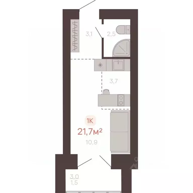 1-к кв. Алтайский край, Новоалтайск ул. Южсиба, 52А (21.7 м) - Фото 1