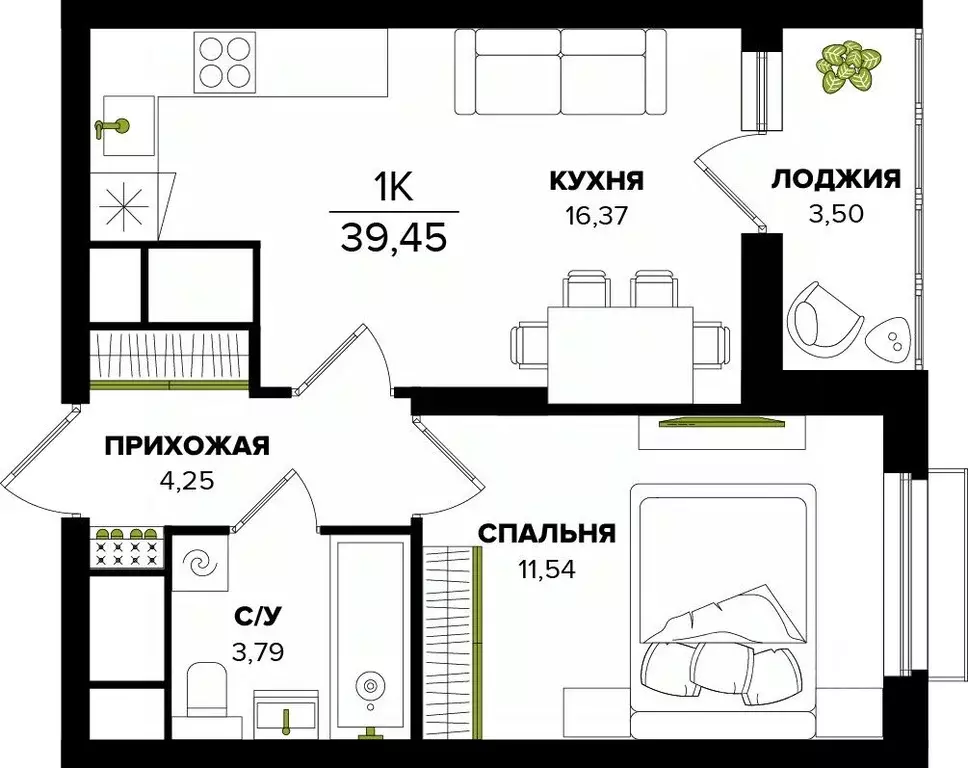 1-к кв. Тульская область, Тула  (39.45 м) - Фото 0