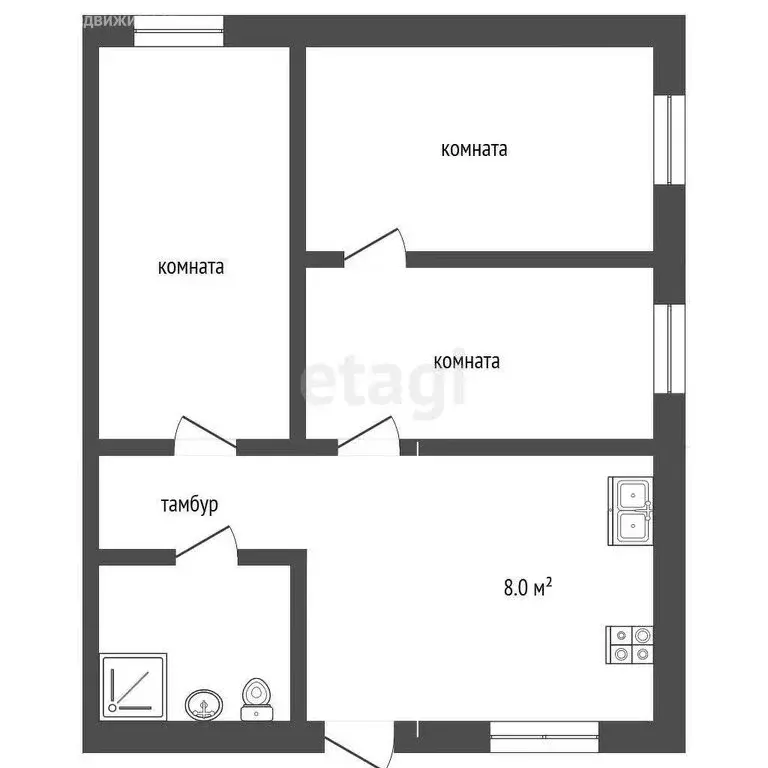 3-комнатная квартира: Тамань, улица Карла Маркса, 150 (70 м) - Фото 0